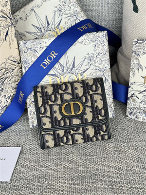 CD 30 Montaigne Trifold Wallet Blue Dior Oblique Jacquard