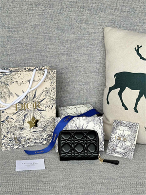 CD Caro Scarlet Wallet Supple Cannage Lambskin Black S5032