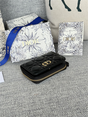 CD Caro Scarlet Wallet Supple Cannage Lambskin Black S5032