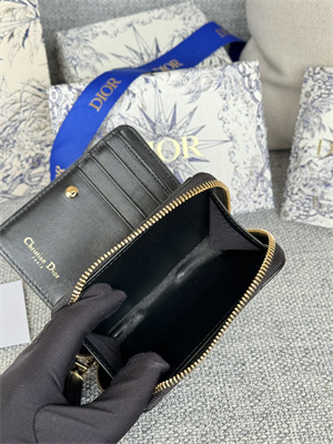 CD Caro Scarlet Wallet Supple Cannage Lambskin Black S5032