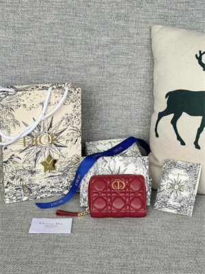 CD Caro Scarlet Wallet Supple Cannage Lambskin Red S5032