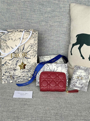 CD Caro Scarlet Wallet Supple Cannage Lambskin Red S5032