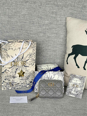 CD Caro Scarlet Wallet Supple Cannage Lambskin Grey S5032