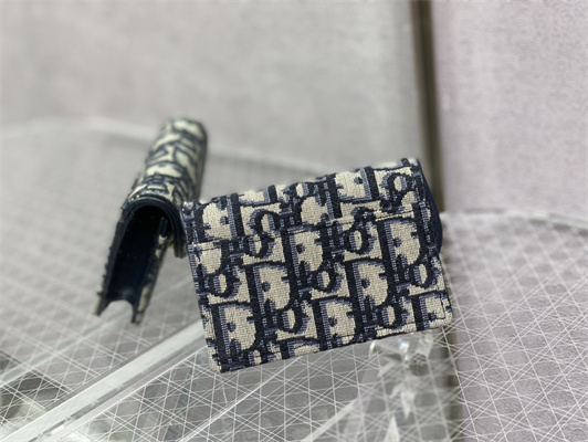 CD Saddle Coin Purse Blue Dior Oblique Jacquard