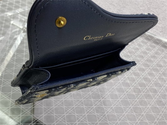 CD Saddle Coin Purse Blue Dior Oblique Jacquard