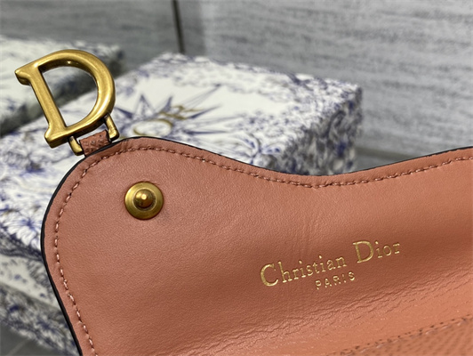 CD Saddle Card Holder Grained Calfskin Brown