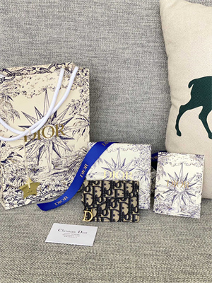 CD Saddle Card Holder Blue Dior Oblique Jacquard S5610