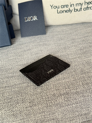 CD Saddle Card Holder Black Grained Calfskin and Black Dior Oblique Jacquard