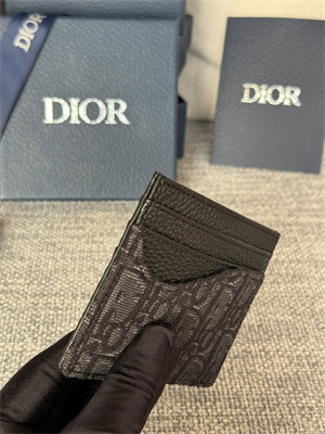 CD Saddle Card Holder Black Grained Calfskin and Black Dior Oblique Jacquard