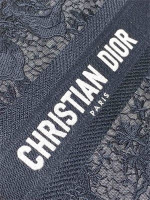 CD Small Book Tote Black Toile de Jouy Soleil Macram?? Embroidery