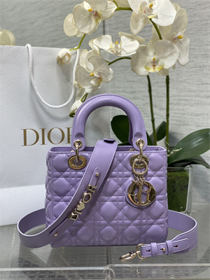 CD Small Lady Di.or My ABCDior Bag Cannage Lambskin Gold Tone Metal Lt Purple