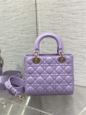 CD Small Lady Di.or My ABCDior Bag Cannage Lambskin Gold Tone Metal Lt Purple