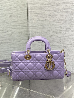 CD Medium Lady D-Joy Bag Cannage Lambskin Gold Tone Metal Lt Purple