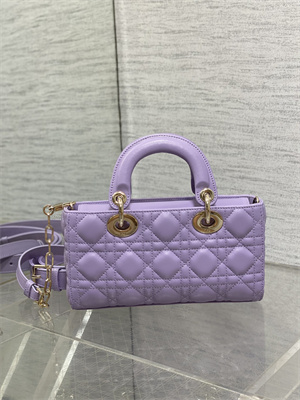 CD Small Lady D-Joy Bag Cannage Lambskin Gold Tone Metal Lt Purple