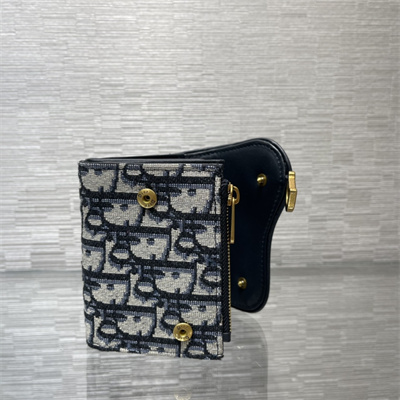 CD Saddle Lotus  Wallet Blue Dior Oblique Jacquard