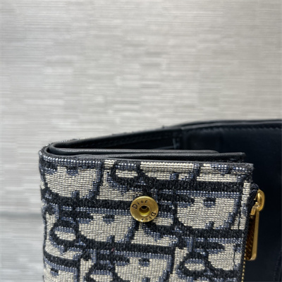 CD Saddle Lotus  Wallet Blue Dior Oblique Jacquard