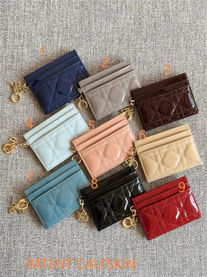 CD Lady Dior Freesia Card Holder Cannage Lambskin /Patent Calfskin