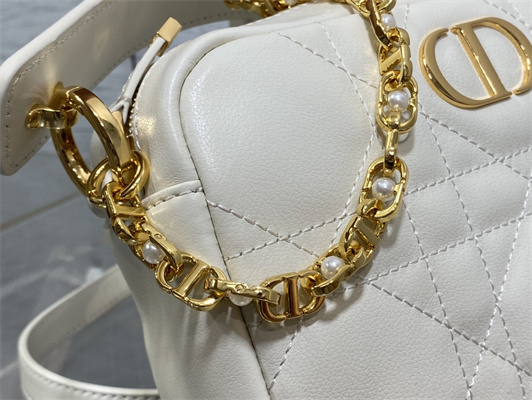 CD Small Dior Caro Top Handle Camera Bag Macrocannage Calfskin Latte