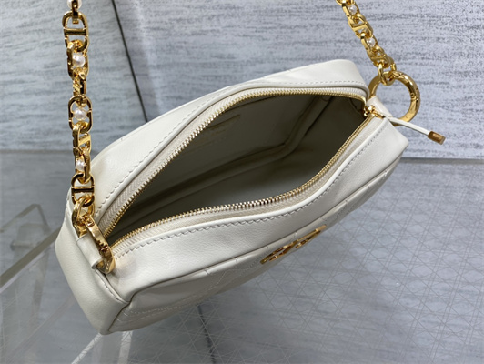 CD Small Dior Caro Top Handle Camera Bag Macrocannage Calfskin Latte