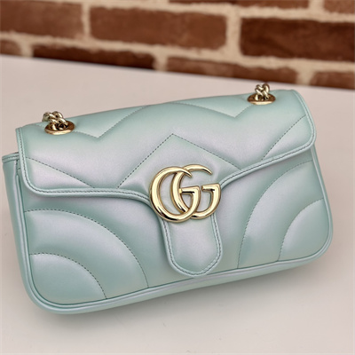Gucci GG MARMONT Medium Shoulder Bag Lt Blue iridescent 443497