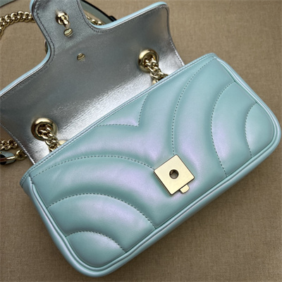 Gucci GG MARMONT Small  Shoulder Bag Lt Blue iridescent 446744