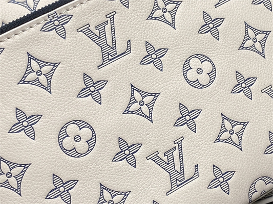 L.V Trio Messenger Monogram Shadow Calfskin Leather White/Navy Blue