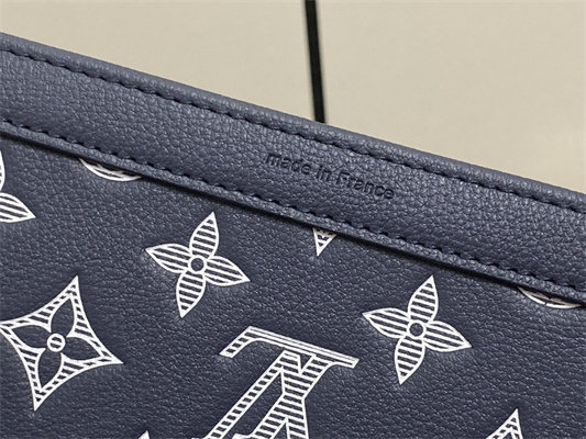 L.V Gaston Wearable Wallet Monogram Shadow Calfskin Leather Ink Blue/White