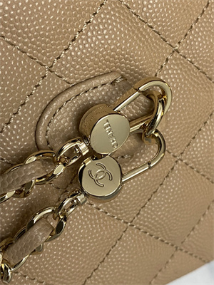 Cha.nel Mini Backpack Grained Calfskin Gold-Tone Metal Beige AP3753