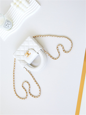 Chanel Clutch With Chain Shiny Aged Calfskin Gold-Tone Metal White AP3435