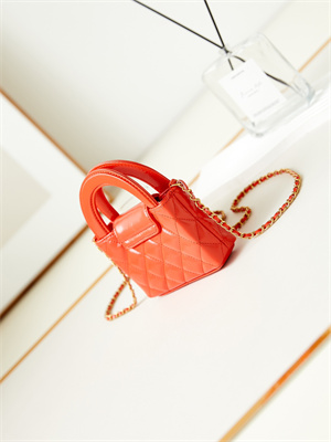 Chanel Clutch With Chain Shiny Aged Calfskin Gold-Tone Metal Orange  AP3435