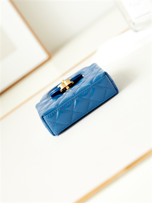 Chanel Clutch With Chain Shiny Aged Calfskin Gold-Tone Metal Blue AP3435