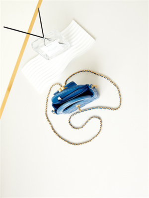 Chanel Clutch With Chain Shiny Aged Calfskin Gold-Tone Metal Blue AP3435