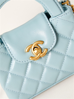 Chanel Clutch With Chain Shiny Aged Calfskin Gold-Tone Metal Lt Blue AP3435