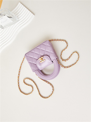 Chanel Clutch With Chain Shiny Aged Calfskin Gold-Tone Metal Lt Purple AP3435