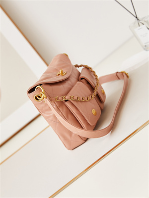 Chanel Hobo Handbag Shiny calfskin Gold Tone Metal Pink AS4743