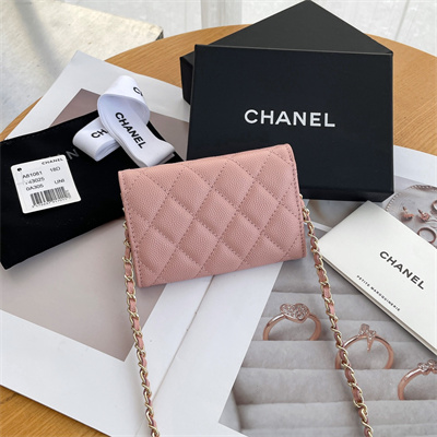 Chanel Belt bag With Chain Grained Calfskin Gold Tone Metal Pink Color A81081