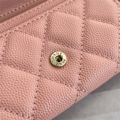 Chanel Belt bag With Chain Grained Calfskin Gold Tone Metal Pink Color A81081