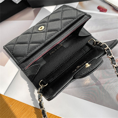 Chanel Belt bag With Chain Grained Calfskin Gold Tone Metal Black Color A81081