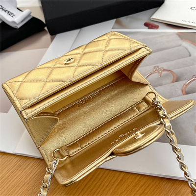 Chanel Belt bag With Chain Metallic Lambskin Gold Tone Metal Gold Color A81081