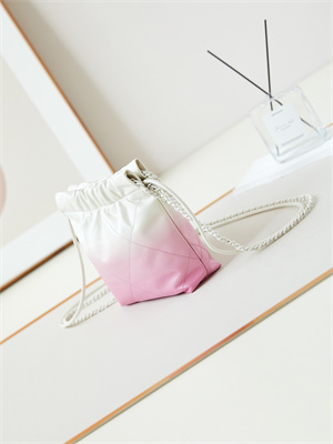 Cha.nel 22 Mini Handbag Shiny Calfskin Gradient White/Pink AS3980