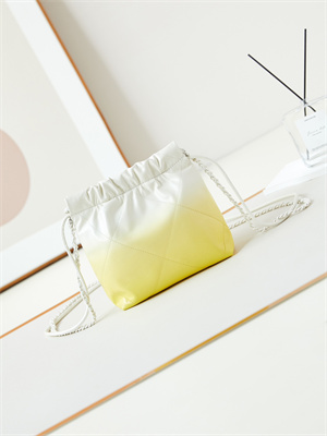 Cha.nel 22 Mini Handbag Shiny Calfskin Gradient White/Yellow AS3980