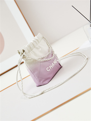 Cha.nel 22 Mini Handbag Shiny Calfskin Gradient White/Purple AS3980