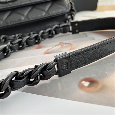 Chanel Wallet On Chain Grained Calfskin Black Tone Metal Black A81059