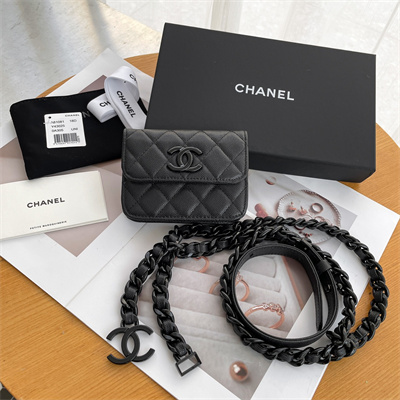 Chanel Belt bag Grained Calfskin Black Tone Metal Black A81088