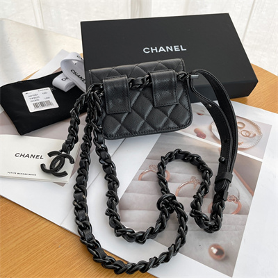 Chanel Belt bag Grained Calfskin Black Tone Metal Black A81088