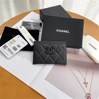 Chanel Classic Card Holder Grained Calfskin Black Tone Metal Black AP1967