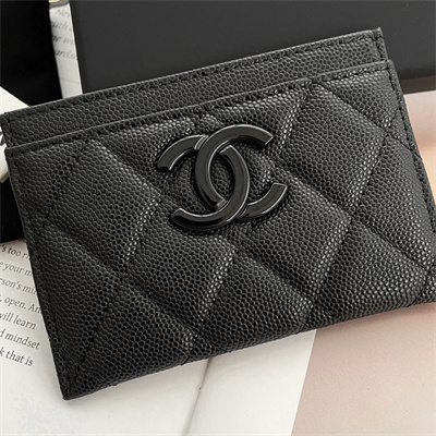 Chanel Classic Card Holder Grained Calfskin Black Tone Metal Black AP1967