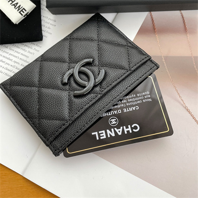 Chanel Classic Card Holder Grained Calfskin Black Tone Metal Black AP1967