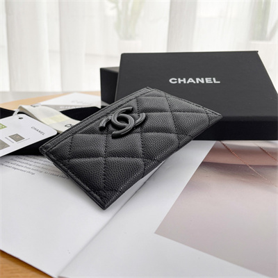 Chanel Classic Card Holder Grained Calfskin Black Tone Metal Black AP1967
