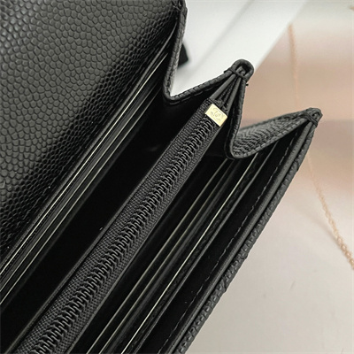 Chanel Long Flap Wallet Grained Calfskin Black AP3396